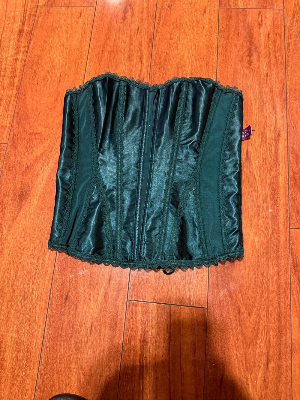 Adore Me Dark Green Satin Corset Top